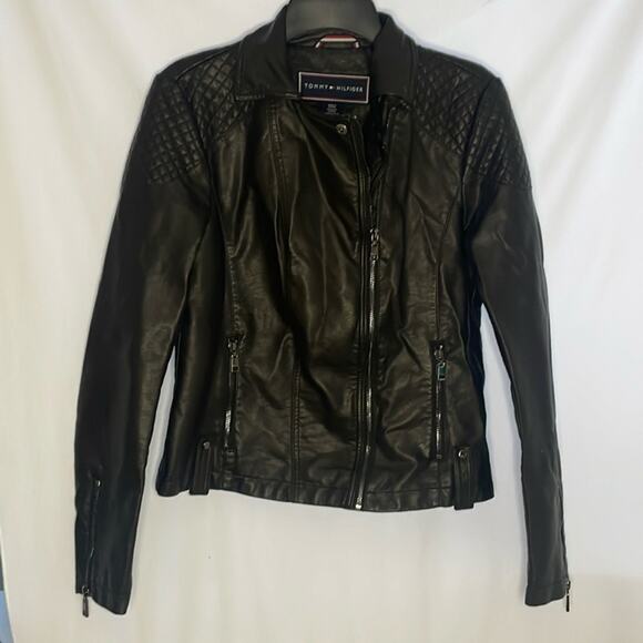 Tommy Hilfiger black faux leather jacket - Picture 1 of 7